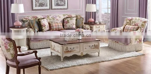 Mediterranean Style Living Room Furniture Set, Solid Wood Carved Sofa Couch Side Table, Leisure Living Room Sofa Set photo-4