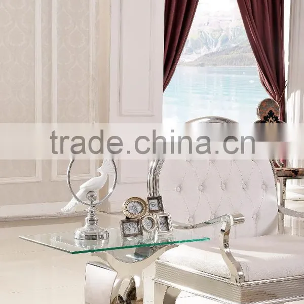 Modern Furniture Tempered Glass Stainless Steel Side Table D346 photo-2