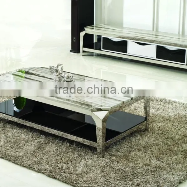 Rectangular Dining Table With Marble Top Metal Legs, Silver Finish TH335 photo-2