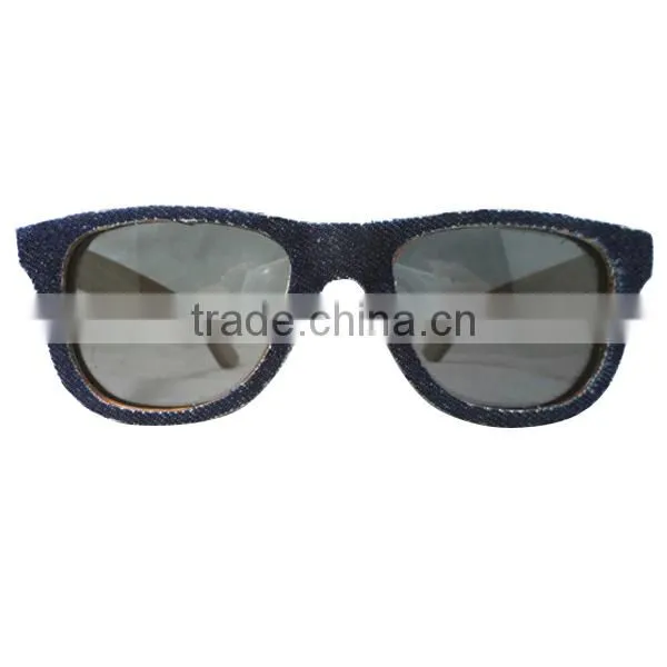Denim + Wooden Frame Sunglasses Hot Selling Wooden Eye Glasses Special Design Sunglasses photo-2