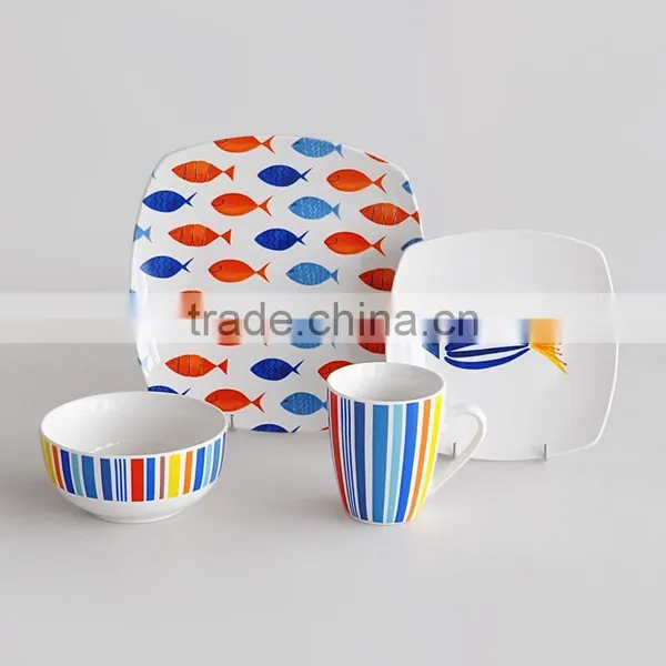 16pcs Square Shape Porcelain Dinnerware Set,square Shape Dinner Set,porcelain Square Shape Dinnerware Set photo-4