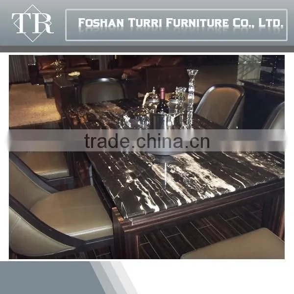 Square Travertine Marble Top Wooden Base Coffee Table photo-3