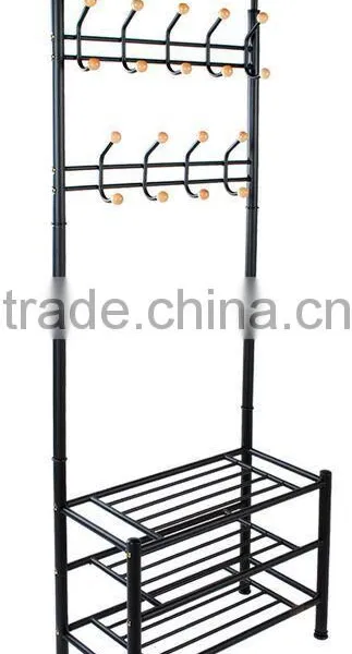 Metal Coat Shoes Storage Shelf Stand Hats Hanger Hook Clothes Rack photo-2