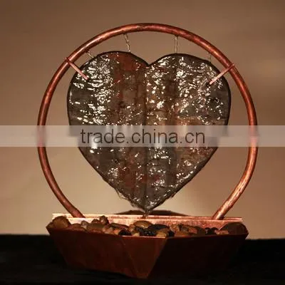 Copper and Slate Heart Tabletop Fountain photo-3