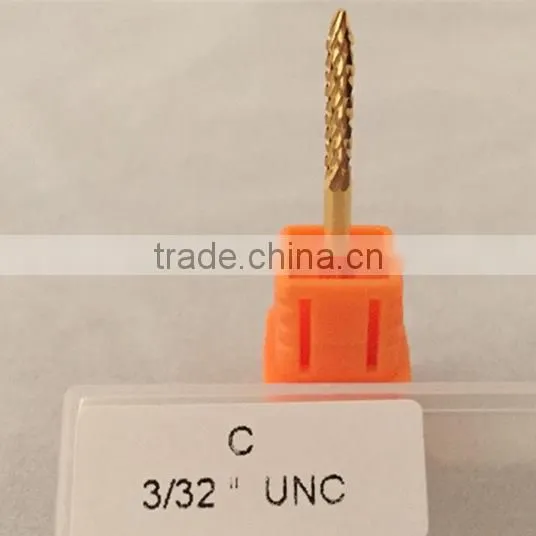 Golden Carbide Burr for Nail Total Length 38MM Head Diameter 2MM Nail Drill Small Flame photo-2