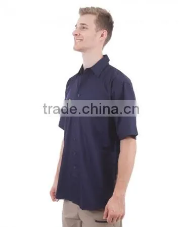 100% Cotton Preshrunk Drill Short Sleeve Navy Mens Work Shirts photo-6