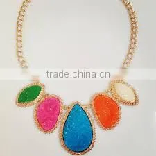 Latest Design Multi-coloured Stone Necklace With Earrings, Semi Precious Stone Jewelry photo-2