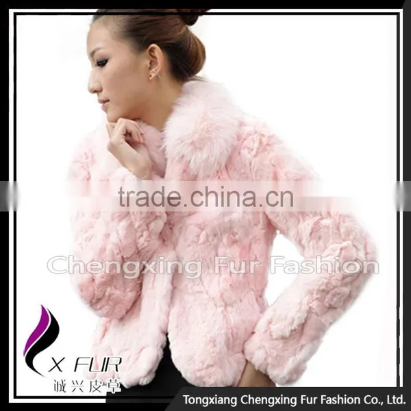 CX-G-A-70 Outdoor Rex Rabbit Fur With Fox Fur Collar Womens Winter Jackets Coat photo-6
