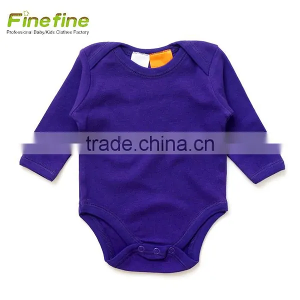Fall Plain Long Sleeve Baby Clothes Printed White Baby Rompers photo-2