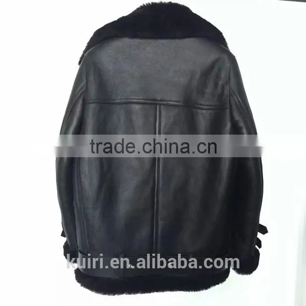 2016 New Fashion Women Winter Sheepskin + Sheep Fur Genuine Leather Jackets Lady Motorcycle Red Black Coat Outerwear Hot Sale photo-3