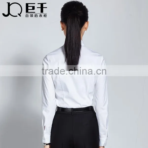 2017 Juqian New Design Spring Women Clothing Office Wear White Cotton Blouse photo-4