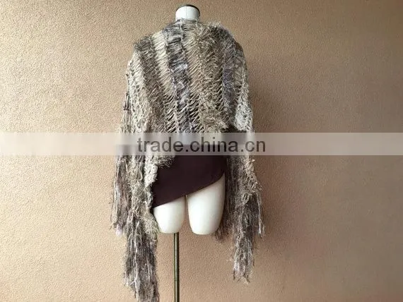 Blanket Scarf Style of Warm Shawl, Large Shawl, Beige Shawl Hand Knit for Women With Black, Ivory Off White, Taupe Shawl, Fring photo-6