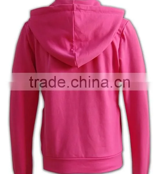 BSCI 2016 Design Sublimation Screenprint Embroidery Zipper Hoody Plain Pink Zipper Hoodie photo-4