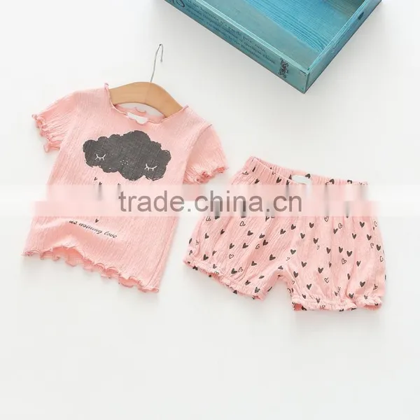 Summer Printing T-shrits and Shorts Girls Casual Kids Clothing Sets photo-3
