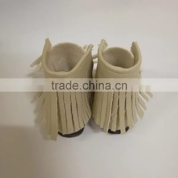 Doll Shoes of White Leather Doll Boots photo-3