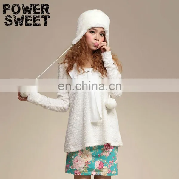 White Elastic Pullover Upper Outer Women Garment