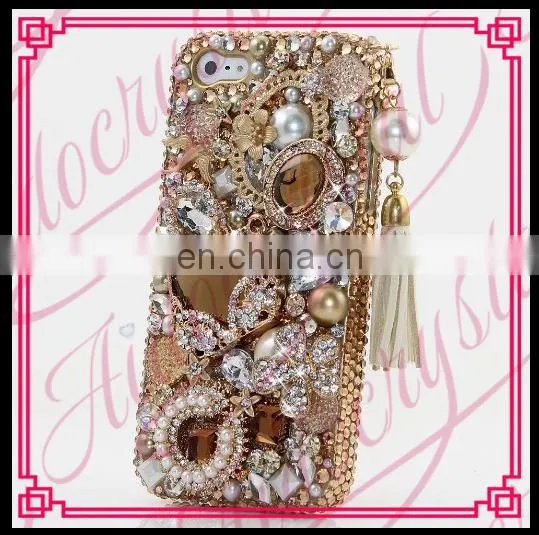 Aidocrystal Hot Sale Gold Luxury Design Rhinestone Crystal Covers Ladies Cell Phone Cases for Iphone 6 Plus photo-2