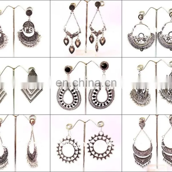 Fashion Silver Earrings Silver Plated Jhumka Earrings Antiqued Silver Plated Earrings-Silver Plated Hoop Earrings