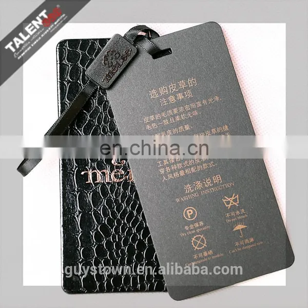 Custom Private Design Black & Withe Embossing Paper Hot Stamping Gold Hangtag for Clothing photo-3