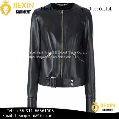 New Style Lady's True Leather Jacket With Zipper Fashion