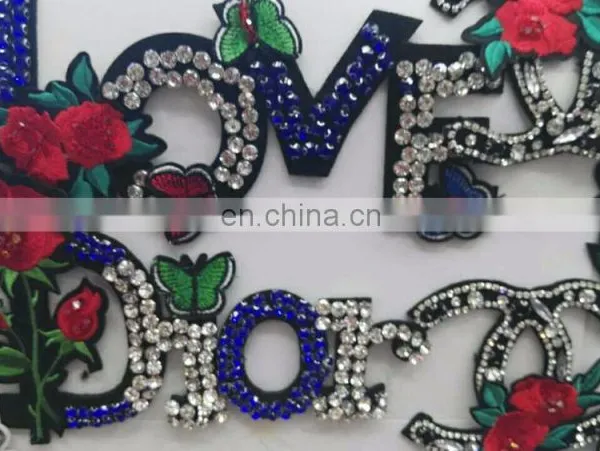 Luxury Letter Flower Sequin Beaded Patches Embroidery Flower Bead Applique Patch photo-5