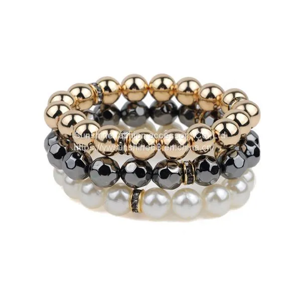 Handmade Beaded HC06-13302， Plastic Beaded Bracelet, Glass Bracelet, OEM Bracelet photo-3