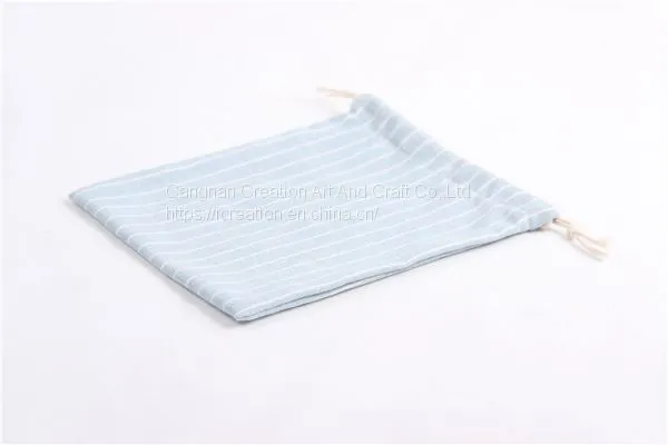 Stripe Cotton Linen Drawstring Candy Storage Bag Eco Gift Pouch photo-4