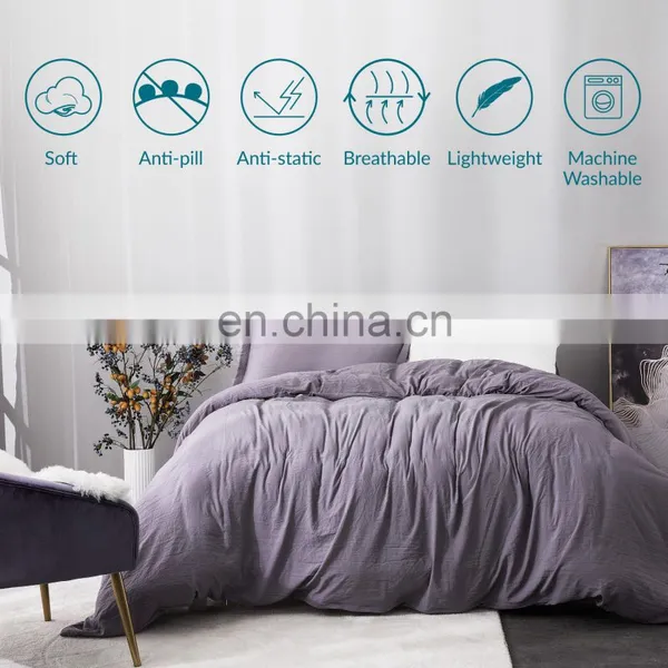 Naturelife Washed Duvet Cover Set 90x90 Full Queen Size With Zipper Closure Ultra Soft Hypoallergenic Comforter Cover Sets 3pcs photo-3