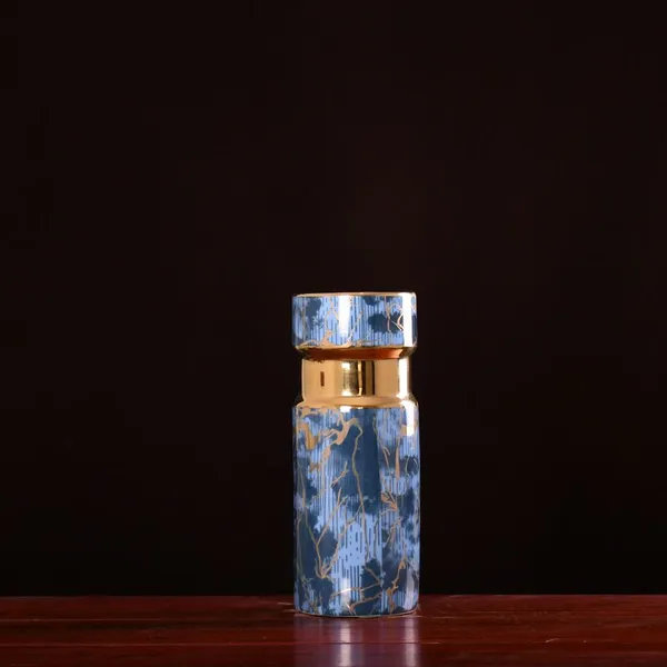 Black Blue Gold Glaze Light Luxury Simple Chinese Jingdezhen Ceramic Vase For Living Room photo-3