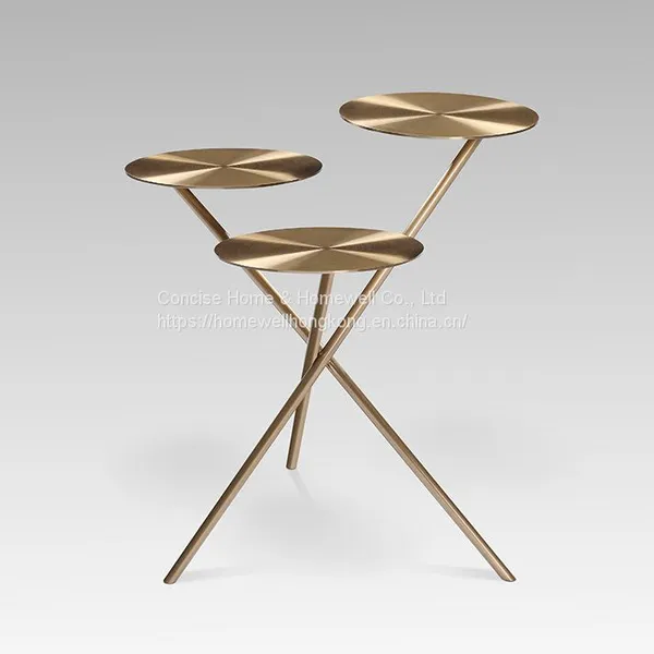 Concise Luxury Round Side Table Light Table LT2827 in Brushed Golden Livingroom Bedroom Furniture Set of Side Table