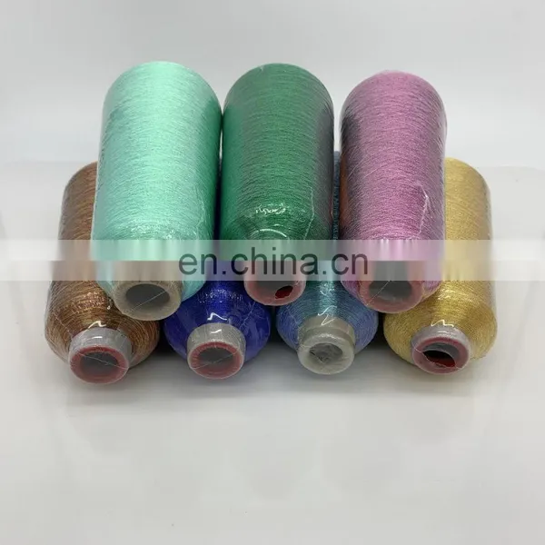 Wholesale Ribbon Embroidery Polyester Anti Rayon Golden Silver Color M/MX/MS/L Type Lurex Metallic Knitting Yarn photo-3
