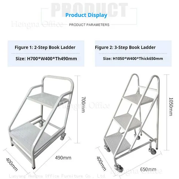Sleek 2-Step Industrial Book Ladder for Home Library & Retail Bookstores | Space-Saving Design, Stylish Storage Solution photo-3