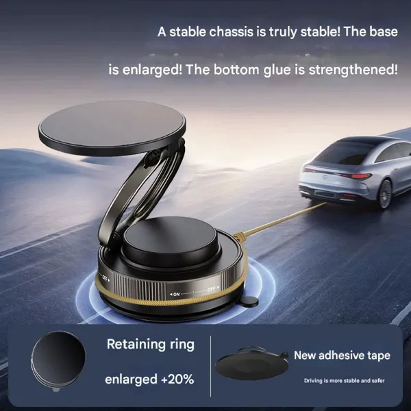 Vacuum Magnetic Phone Holder Twist-Lock Suction Foldable Ring Stand Car Mount photo-4