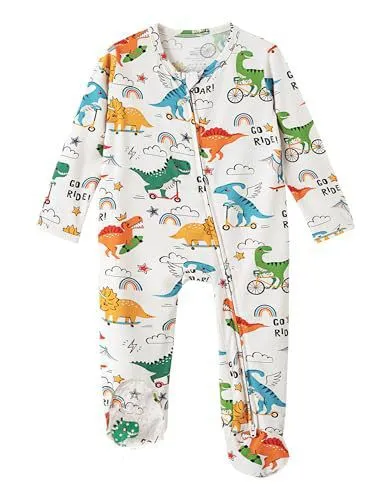 Factory Customization Toddler Infant Long Sleeve Bamboo Baby Print Romper Zipper Pajamas Climbing Suit photo-2