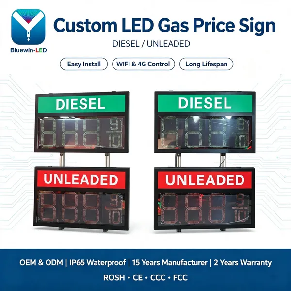 7 Segment Large LED Wifi RF Remote RS485 8 Inch LED Gas Price Display Panel For Petrol Station photo-4
