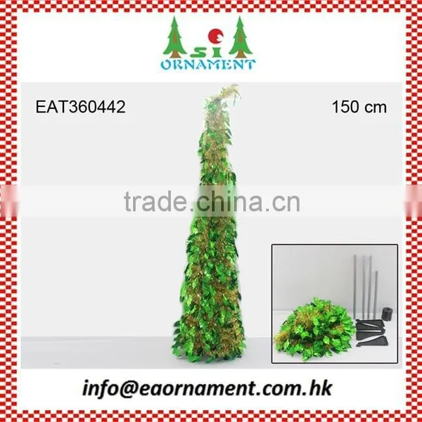 Set of Green Pop-up Tinsel Christmas Tree
