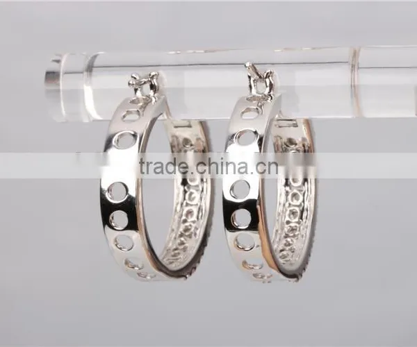 Fashion 925 Sterling Silver Pave Setting Zircon Hoop Earrings Wholesale photo-4