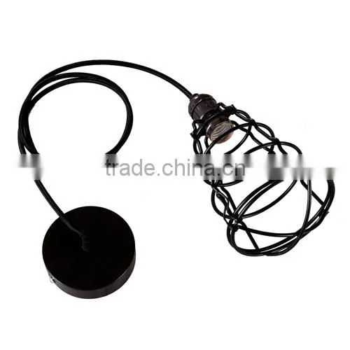 Art Deco Vintage Industrial Antique Metal Cage Pendant Light Factory Wire Steel Lampshade 220V E27 Lamp Holder photo-5