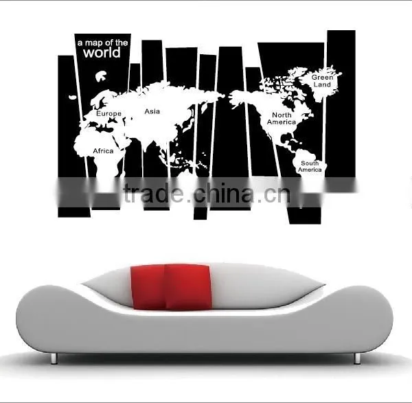 ALFOREVER Vinyl Black Wallmap Decals,vinyl Wallmap Sticker photo-2