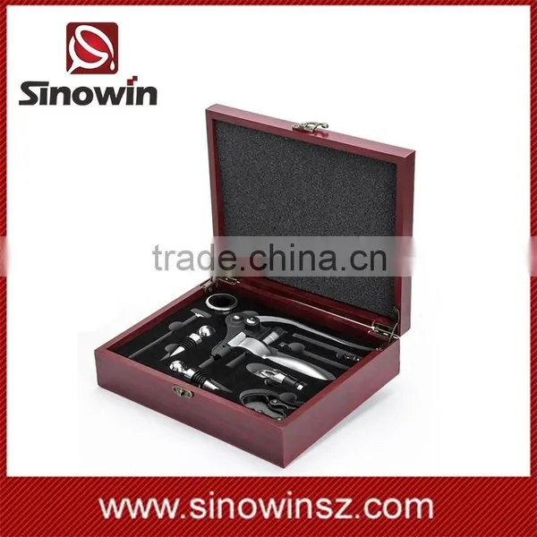 Deluxy Wood Box Wine Opener Set 9 Pieces Accessories photo-4