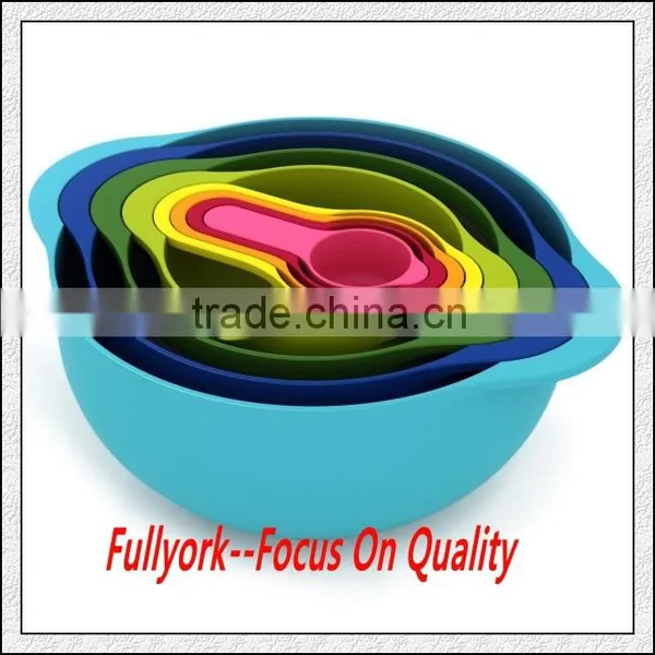 Nest 8 Piece Compact Food Preparation Set Nesting Bowls Colorful photo-3