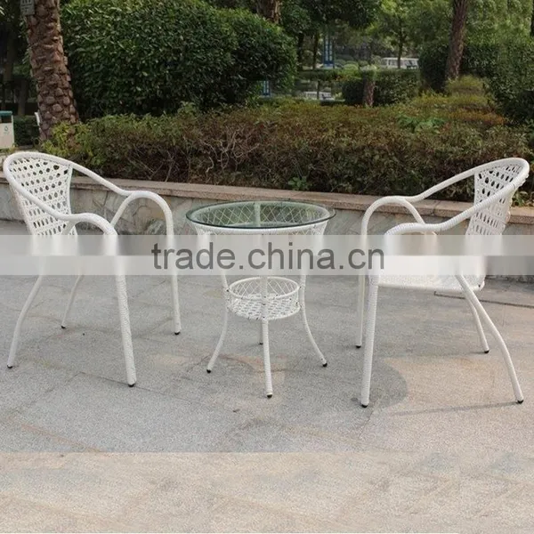 Cheap Outdoor Rattan Round Dining Table and Stackable Chair Sets photo-2