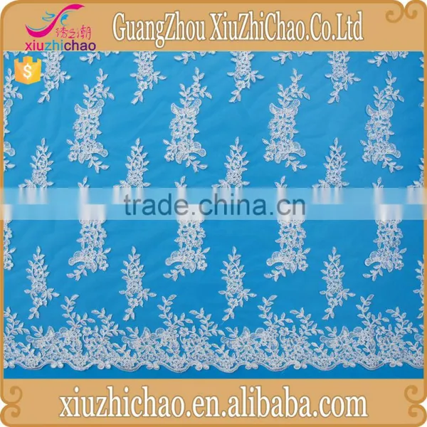 M0098 Embroidery Cord Mesh Floral Bridal Lace Fabric Evening Dress Fabric photo-2