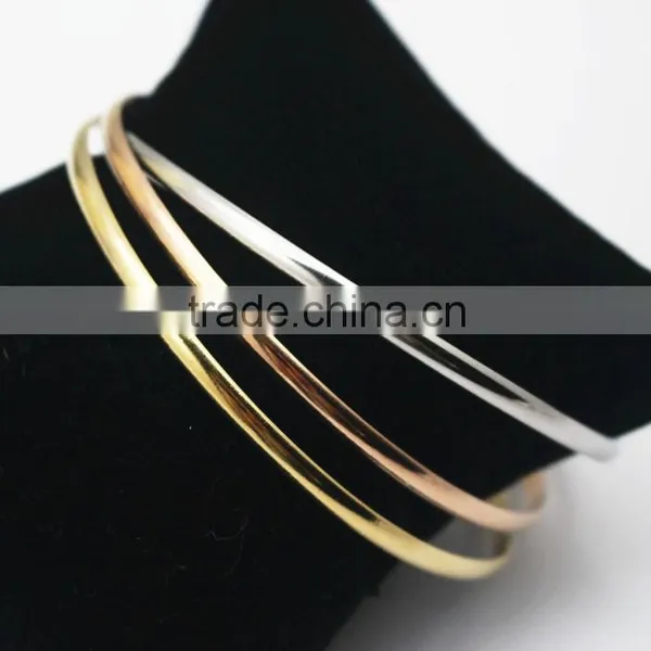 3 Color Smooth Fashion Wedding Bangle 3pcs/set Silver Gold and Rose Gold Plated Simple Wiring Bracelet Wristband Wire Bangles photo-3