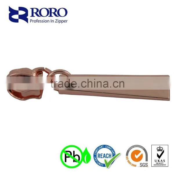 RORO151433#5 Zinc Alloy Red Brass Zipper Silder and Puller Design