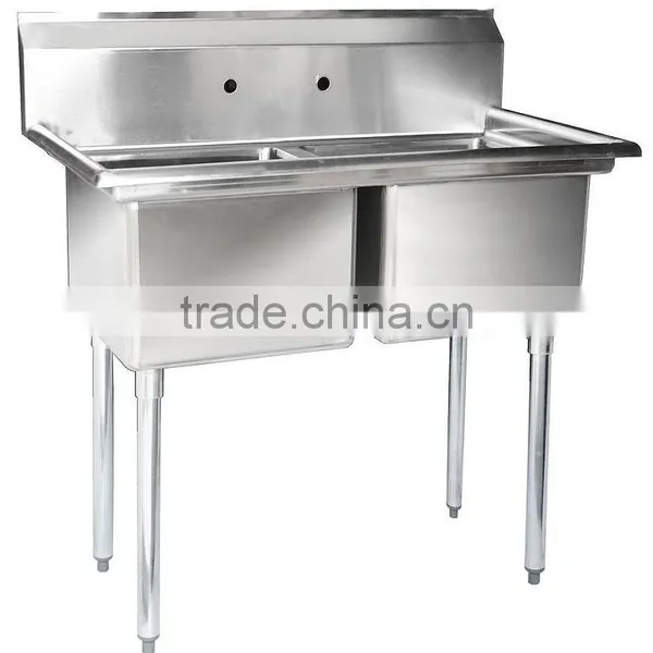2 Two Bowl Commercial Stainless Steel Compartment Sink for Restaurant Kitchen photo-5