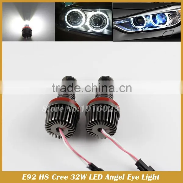 32W E92 H8 White HID Xenon 6000k Angel Eyes Halo Ring LED Light E90 E93 X5 photo-3