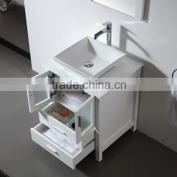 Fashional Modern Floor Standing Solid Wooden Bathroom Furniture for Villa photo-5