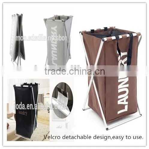 600D Oxford Cloth Portable and Folding Dirty Garment Laundry Basket Closed,3 Compartments Laundry Hamper Quality Choice photo-4