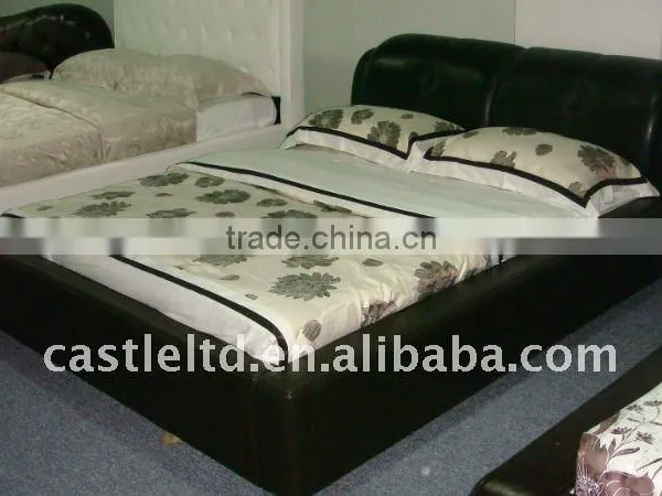 Leather Upholstered Bed and Bedding